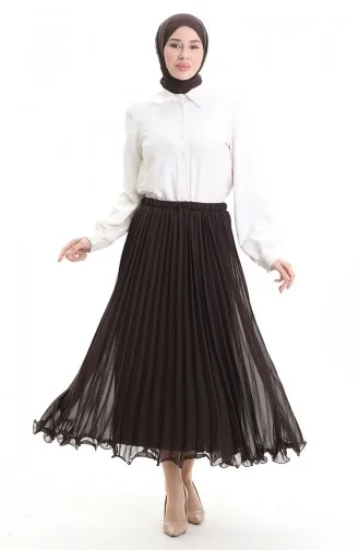 تنورة شيفون مطوية 71262-04 بنية 71262-04