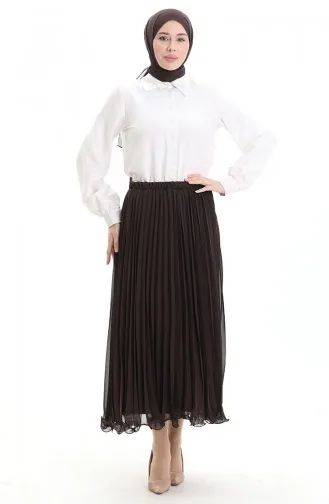 تنورة شيفون مطوية 71262-04 بنية 71262-04