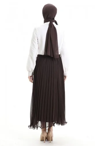 تنورة شيفون مطوية 71262-04 بنية 71262-04