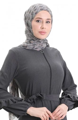 Abaya With Pleated Skirt 1059-05 Smoked 1059-05