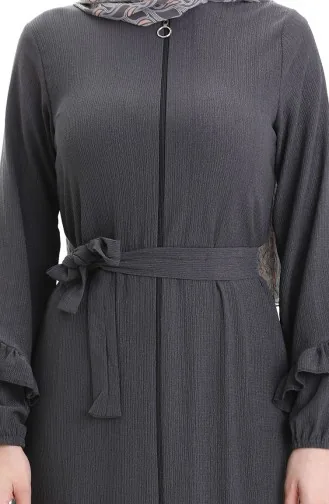 Abaya With Pleated Skirt 1059-05 Smoked 1059-05