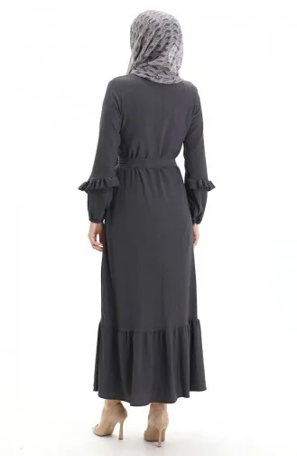 Abaya With Pleated Skirt 1059-05 Smoked 1059-05