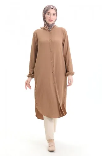 Kapüşonlu Düğmeli Kap 7272-02 Vizon