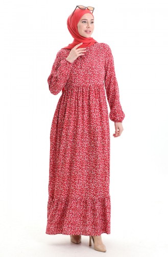 Weinrot Hijab Kleider 81865-05