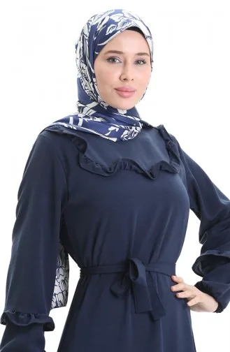 Aerobin Stoffkleid Mit Rüschendetail 0023-11 Marineblau 0023-11