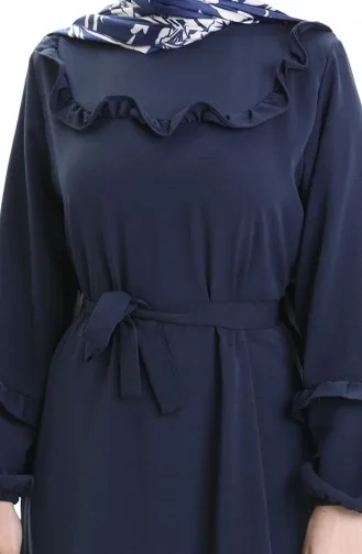 Aerobin Stoffkleid Mit Rüschendetail 0023-11 Marineblau 0023-11