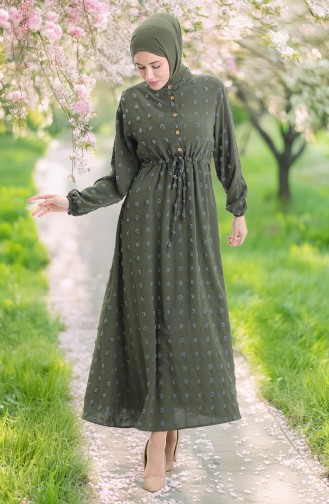 Khaki Hijab Dress 0064-07