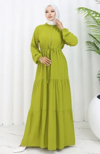 Robe Demi-boutonnée En Tissu Viscose 0085-04 Vert Pétrole 0085-04