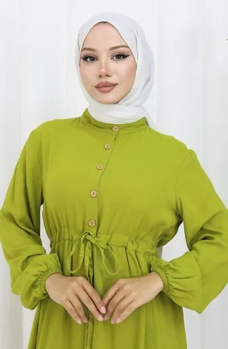 Robe Demi-boutonnée En Tissu Viscose 0085-04 Vert Pétrole 0085-04