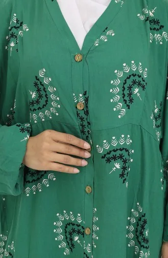 Robe Boutonnée à Motifs En Tissu Viscose 0088-02 Vert 0088-02