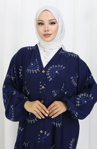 Navy Blue Hijab Dress 0088-03
