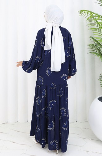 Navy Blue Hijab Dress 0088-03