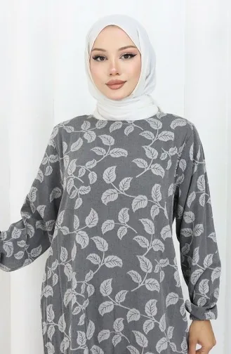 Robe à Motifs Avec Manches élastiques 2055-03 Anthracite 2055-03