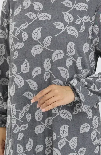 Robe à Motifs Avec Manches élastiques 2055-03 Anthracite 2055-03