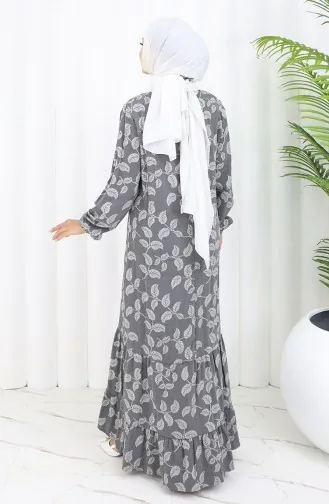 Robe à Motifs Avec Manches élastiques 2055-03 Anthracite 2055-03