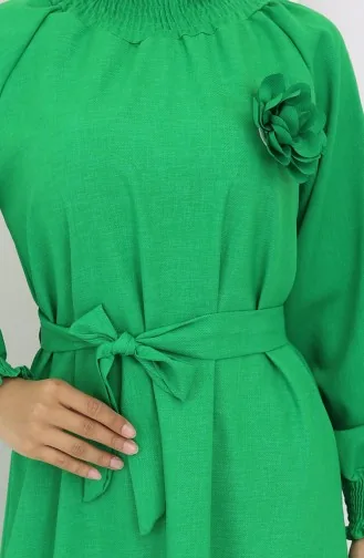 Elastic Detailed Belted Dress 2063-04 Green 2063-04