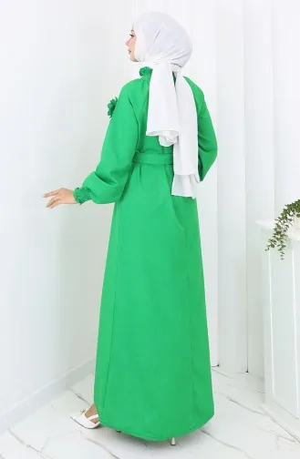 Elastic Detailed Belted Dress 2063-04 Green 2063-04