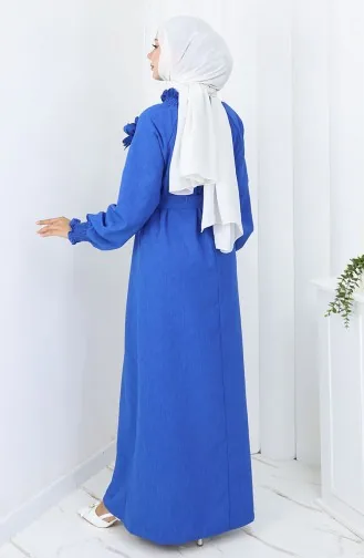 فستان بحزام مطاطي مفصل 2063-05 ساكس 2063-05