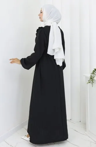 Kleid Mit Rüschen Und Gürtel 2064-01 Schwarz 2064-01