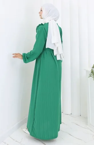 Ruffle Belted Dress 2064-02 Emerald Green 2064-02