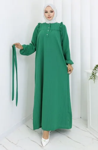 Ruffle Belted Dress 2064-02 Emerald Green 2064-02
