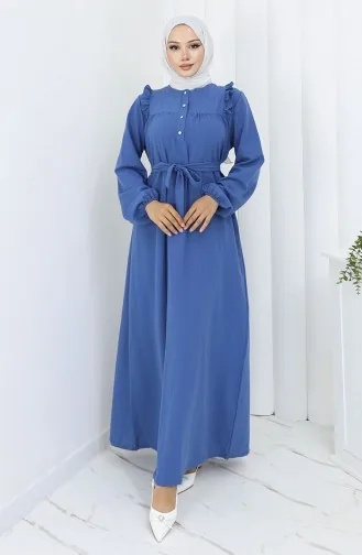 Ruffle Belted Dress 2064-03 Indigo 2064-03