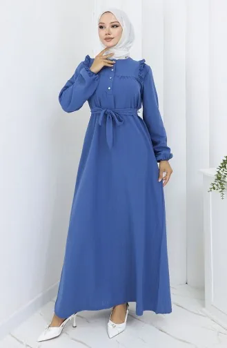 Ruffle Belted Dress 2064-03 Indigo 2064-03