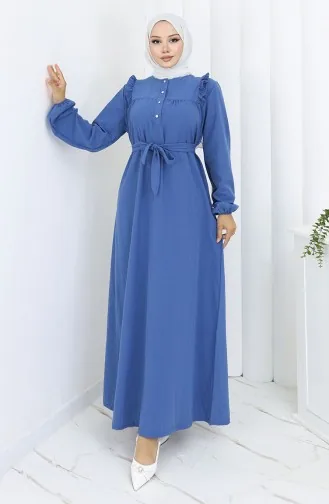 Ruffle Belted Dress 2064-03 Indigo 2064-03