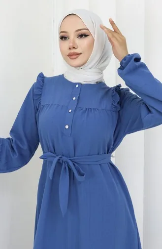 Ruffle Belted Dress 2064-03 Indigo 2064-03