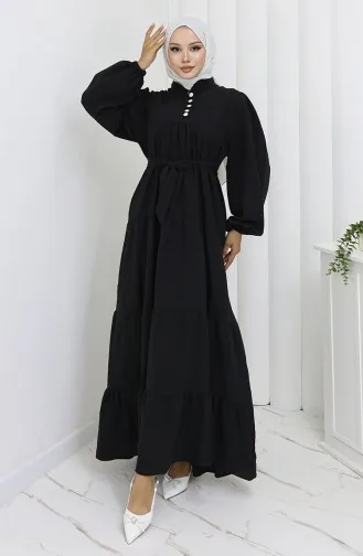 Robe Froncée à Boutons Et Détails 2065-01 Noir 2065-01