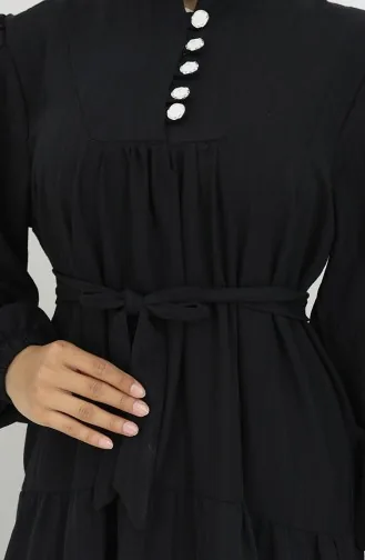 Robe Froncée à Boutons Et Détails 2065-01 Noir 2065-01