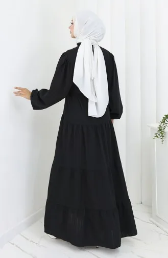 Robe Froncée à Boutons Et Détails 2065-01 Noir 2065-01