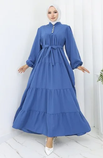 Robe Plissée à Boutons 2065-02 Indigo 2065-02
