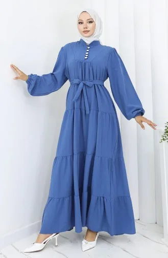 Robe Plissée à Boutons 2065-02 Indigo 2065-02