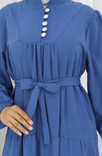 Robe Plissée à Boutons 2065-02 Indigo 2065-02