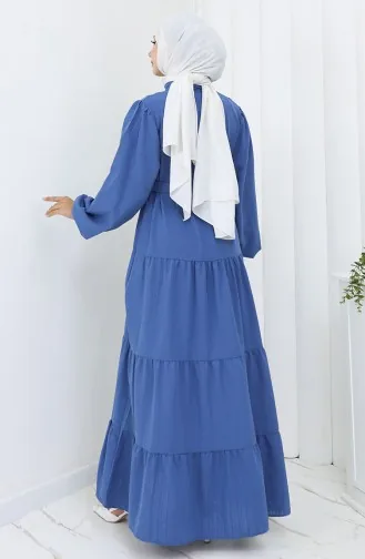 Robe Plissée à Boutons 2065-02 Indigo 2065-02