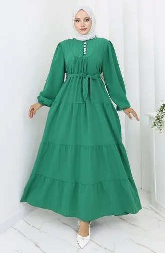 Robe Plissée à Boutons 2065-04 Vert 2065-04