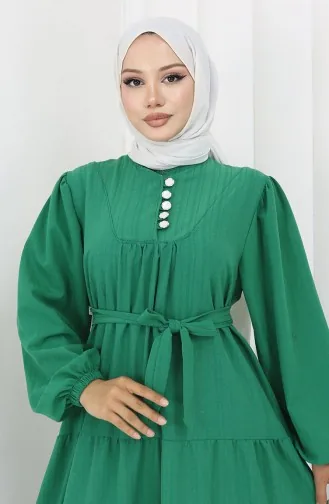 Robe Plissée à Boutons 2065-04 Vert 2065-04