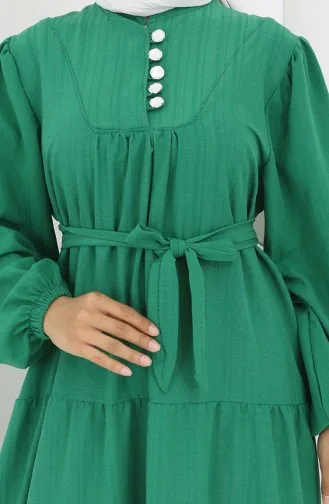 Robe Plissée à Boutons 2065-04 Vert 2065-04