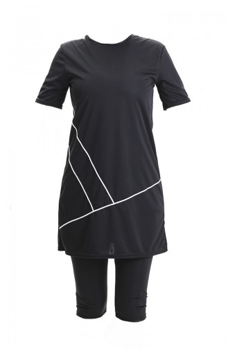 Schwarz Hijab Badeanzug 2501-01