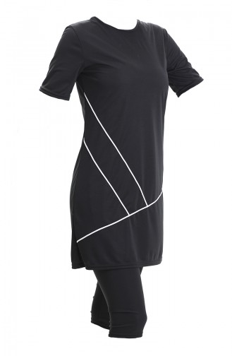 Schwarz Hijab Badeanzug 2501-01