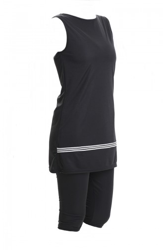 Schwarz Hijab Badeanzug 2501-01
