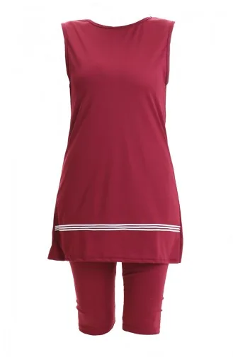 Maillot De Bain De Piscine Sans Manches 2502-03 Rouge Bordeaux 2502-03