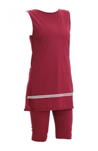 Maillot De Bain De Piscine Sans Manches 2502-03 Rouge Bordeaux 2502-03