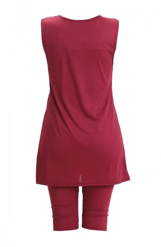 Maillot De Bain De Piscine Sans Manches 2502-03 Rouge Bordeaux 2502-03