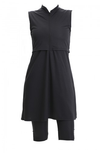 Schwarz Hijab Badeanzug 2509-01
