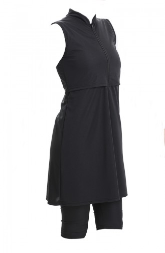 Schwarz Hijab Badeanzug 2509-01