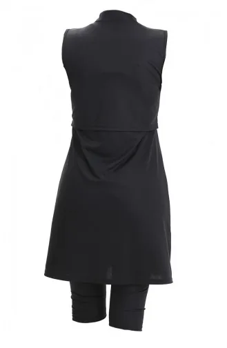 Fermuarlı Kolsuz Havuz Mayo 2509-01 Siyah