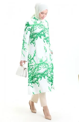 Tunique En Viscose 2018-09 Blanc Vert 2018-09
