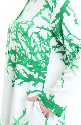 Tunique En Viscose 2018-09 Blanc Vert 2018-09
